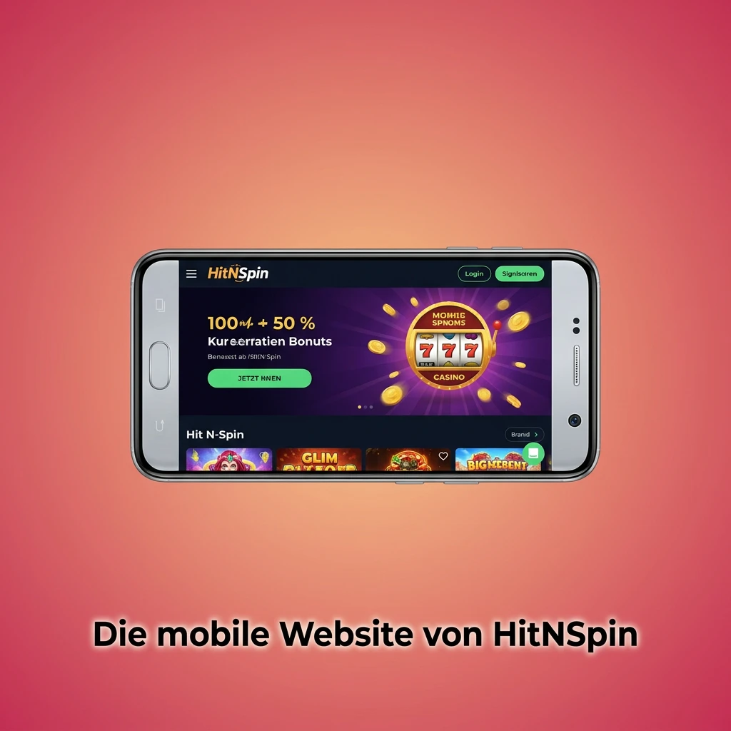 HitNSpin mobile website on smartphone browser showing casino and sports betting interface, no app needed