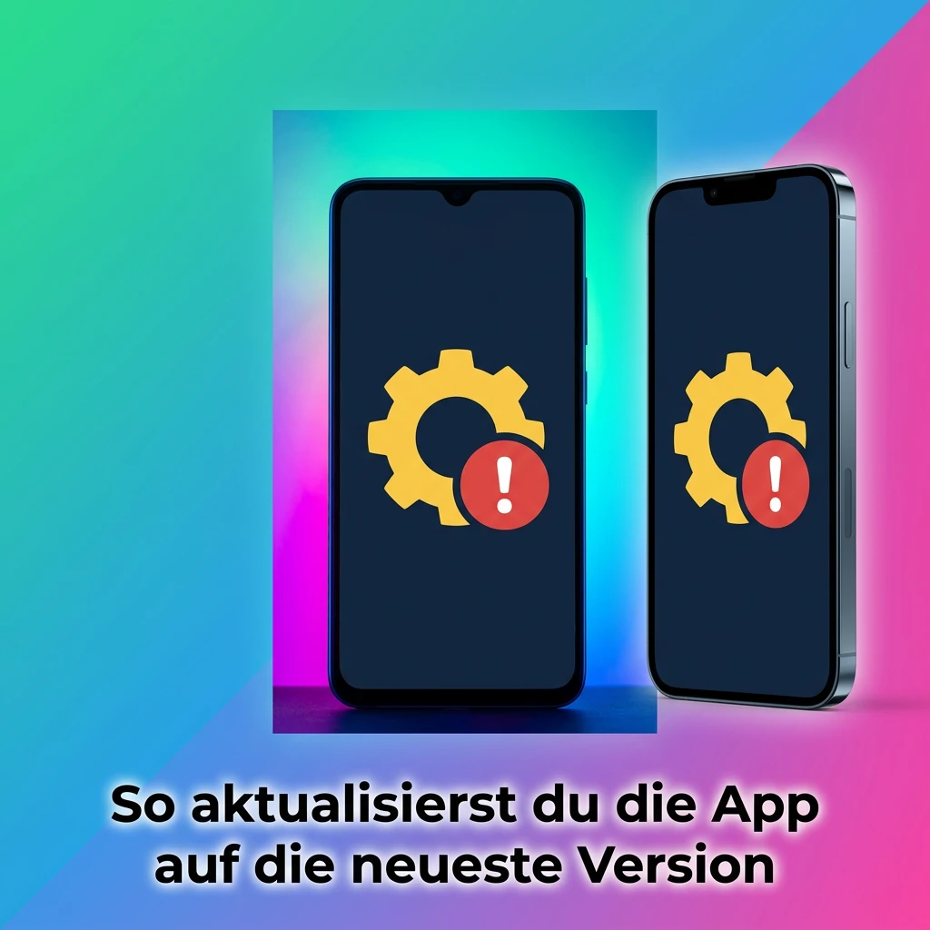 Smartphone-Bildschirm zeigt App-Update für Android APK und iOS PWA mit Installationsanleitung