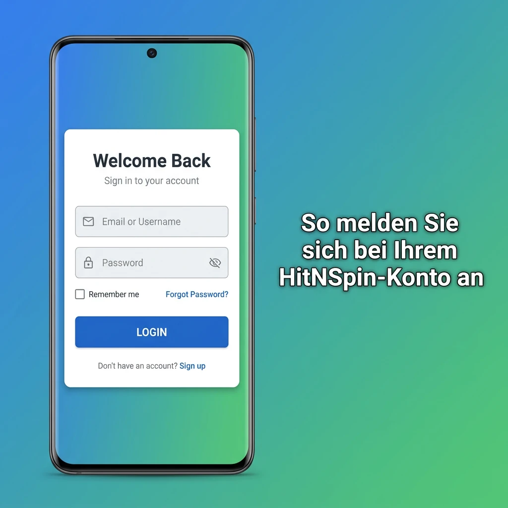 HitNSpin login steps showing email, password entry, and two-factor authentication on desktop and mobile
