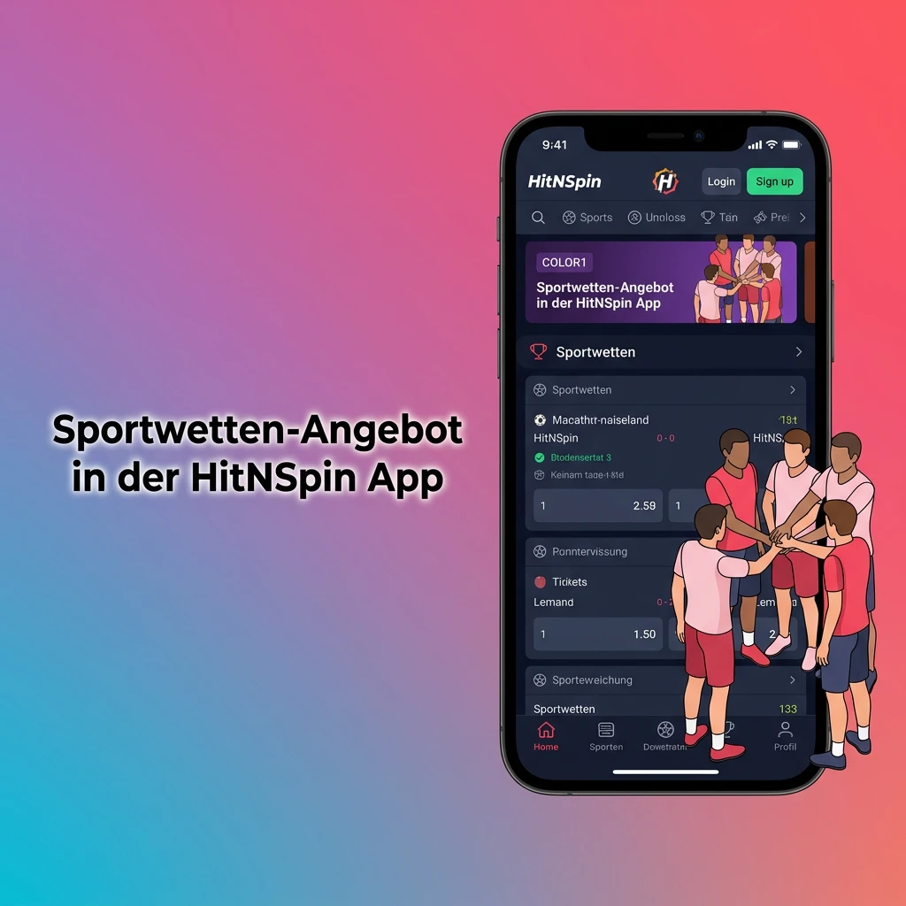 HitNSpin App Sportwetten-Angebot mit Fußball, Tennis, Basketball, Eishockey und weiteren Sportarten