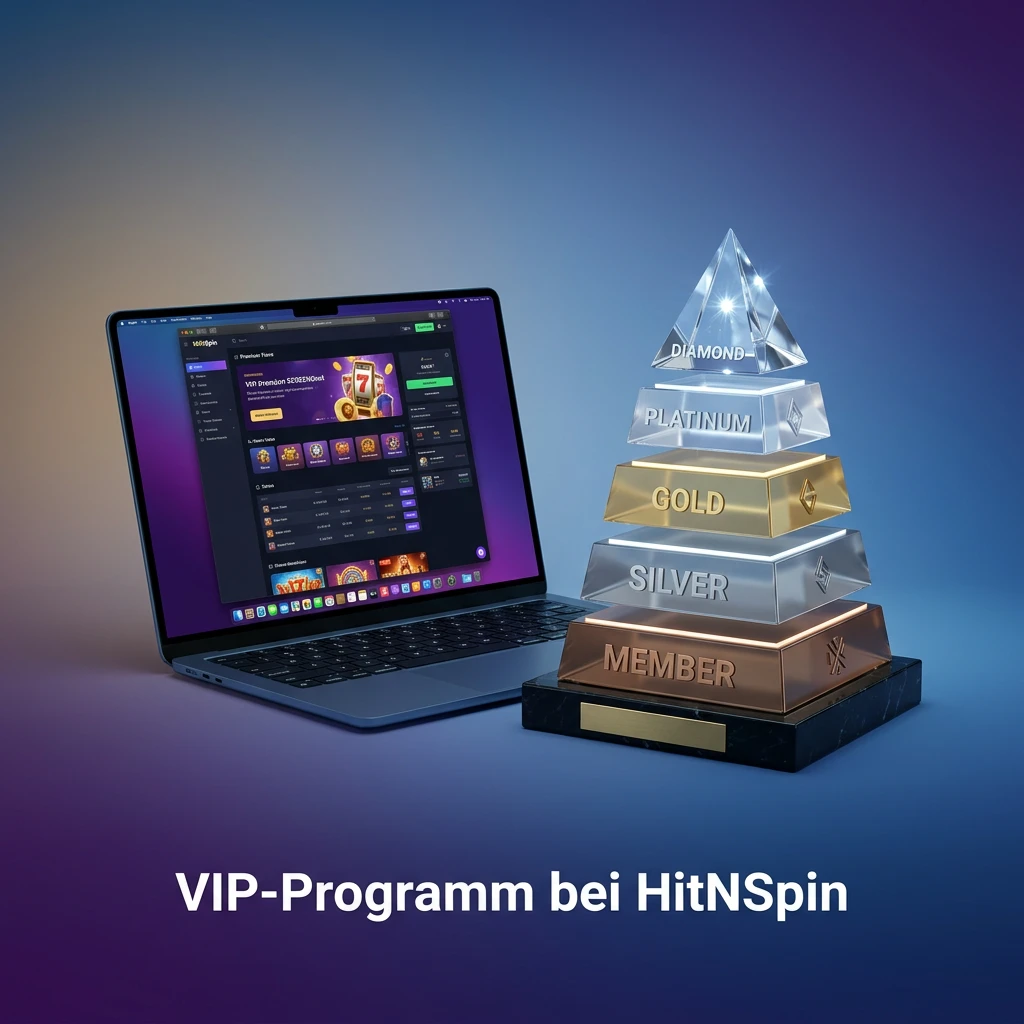 VIP-Programm bei HitNSpin mit mehreren Stufen, von Einsteiger bis Platin, mit exklusiven Vorteilen