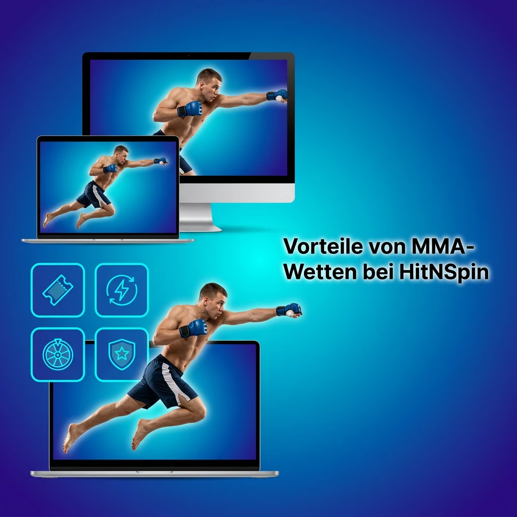 HitNSpin MMA betting advantages including live bets, competitive odds, mobile access, and German license
